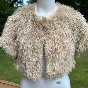 NY Collection faux fur crop jacket M